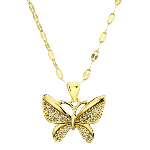 Zxfdsfdbnm Modische Halskette mit Schmetterlings-Anhänger, exquisites Halsband, Schlüsselbeinkette, Statement-Schmuck, Halskette für Damen und Mädchen von Zxfdsfdbnm