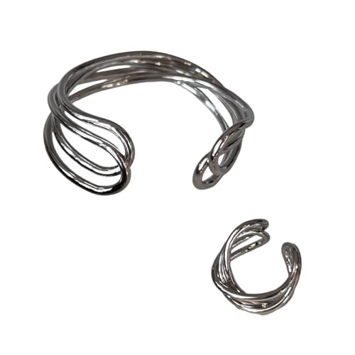 Zxfdsfdbnm Multiple Layer Coiled Vintage Armband Ringe Stapelbar Schmuck Verstellbarer Passform Stury Legierung Für Landebahnen Stufe von Zxfdsfdbnm