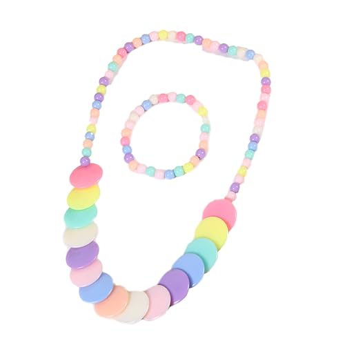 Zxfdsfdbnm Niedliches Blumen-Regenbogen-Halskette und Set, Charm-Schmuck-Set, bunte Perlen, Schmuckstruktur für Mädchen von Zxfdsfdbnm