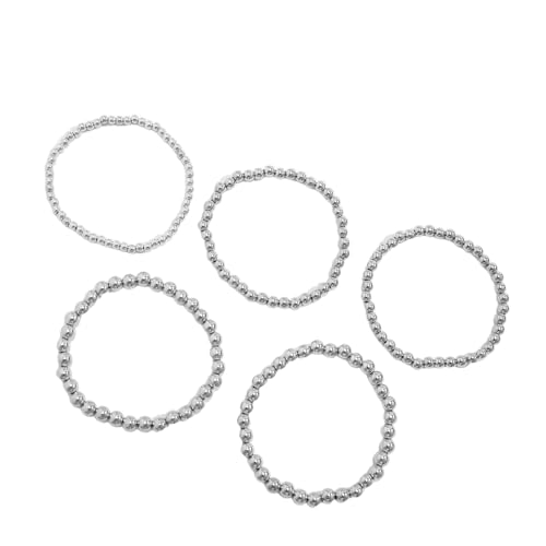 Zxfdsfdbnm Packung 5 Stilvolle Legierung Perlen Armbänder Silber Gold Schmuck Für Frauen Geschenk Oder Persönliche Verwenden Sie Hochzeitszubehör Trendy Perlen Armband Für Freizeitoutfits von Zxfdsfdbnm