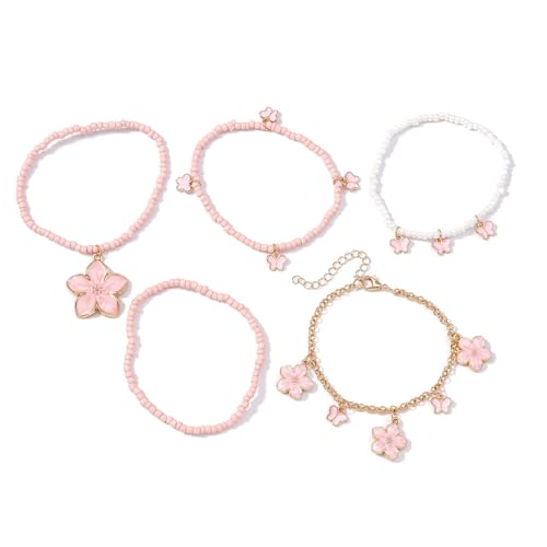 Zxfdsfdbnm Packung Mit 5 Handgefertigten Perlenarmband Farbenfrohe Verstellbares Handgelenk Schmuck Armband Perlen Textur Für Verschiedene Anlässe von Zxfdsfdbnm