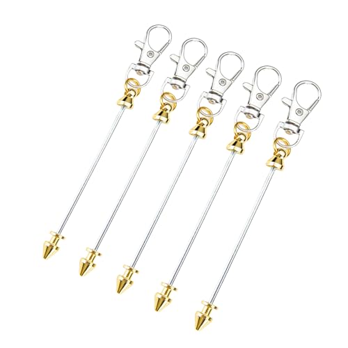 Zxfdsfdbnm Packung Von 5 Perlenschlüsselkettenhandwerkssatz Metall Lobster Clasp Fashion Charm Accessoire Craft Perlen Keyring Set Legierungstextur von Zxfdsfdbnm