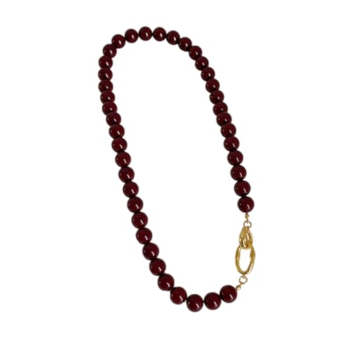 Zxfdsfdbnm Stilvolle Halskette mit Naturstein-Strängen für Damen, verstellbare Länge, Doppel-Knebelverschluss, Choker-Schmuck von Zxfdsfdbnm