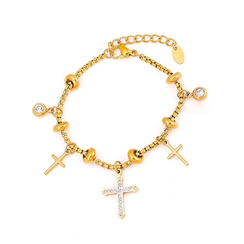 Zxfdsfdbnm Zierliche Kreuzkette, Schmuck, Strasssteine, eingelegter Anhänger mit verstellbarer Kette, für Damen von Zxfdsfdbnm
