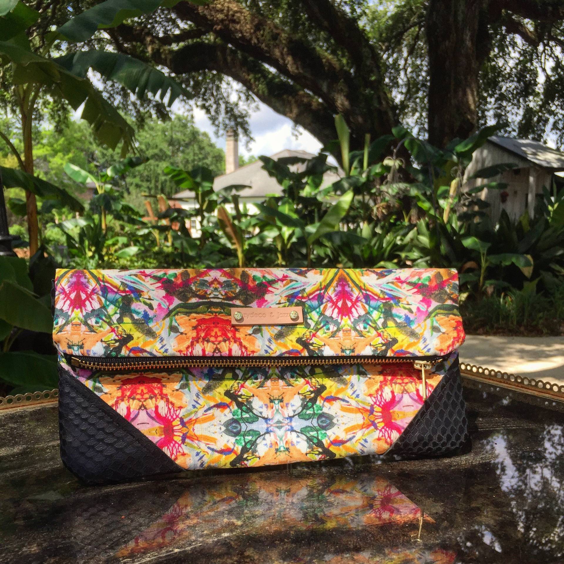 Abstrakte Lederclutch, Geschenk Für Sie, Brautjungfer Kupplung, Handtasche Leder Crossbody Handtasche, Foldover Clutch Geldbörse, Clutch Abstrakte Lederclutch, Geschenk Für Sie, Brautjungfer Kupplung, Handtasche Leder Crossbody Handtasche, Foldover Clutch Geldbörse, Clutch von ZydecoandJazz