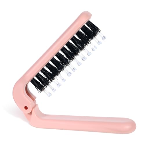 Haarbürste Klappbar, Reisehaarbürste Mini Wildschwein Borsten Haar Bürste, Kleine Haarbürste Tragbar Reisebürste Mini Haarbürsten, Taschen-Größe Reise Haarbürsten Klappkamm für Männer und Frauen von Zyghjort