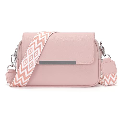 Zyig kleine handtasche damen umhängetasche handbags for women handytasche zum umhängen Breitem Schultergurt Multikompartiment crossbody bag Rosa von Zyig