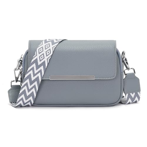 Zyig umhängetasche kleine handtasche damen handbags for women handytasche zum umhängen Breitem Schultergurt Multikompartiment crossbody bag Graublau von Zyig