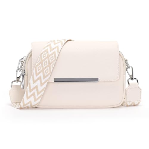 Zyig umhängetasche kleine handtasche damen handbags for women handytasche zum umhängen Breitem Schultergurt Multikompartiment crossbody bag Beige von Zyig