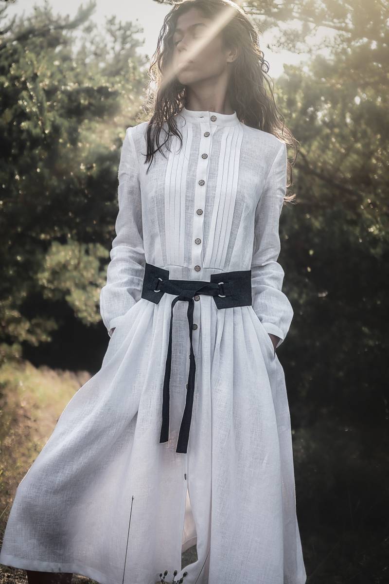 Handgefertigter Leinen Obi Gürtel Breite Wickelschärpe Mit Tasche von ZyleApparel