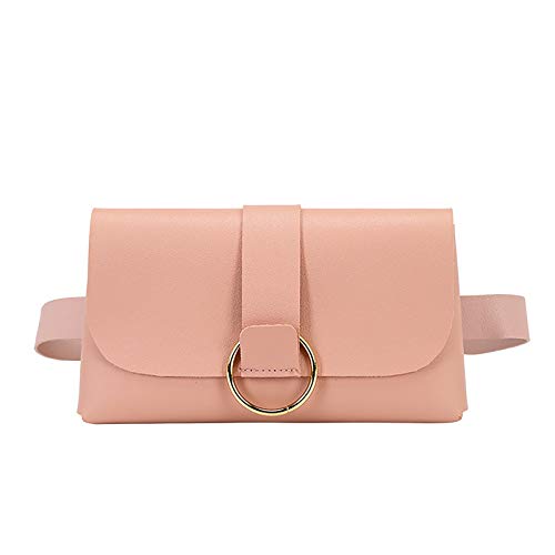 Damen Gürteltasche, Kettentasche, All- Gürteltasche, Umhängetasche Mini Messenger Bag Leder, rose, Einheitsgröße von Zylione