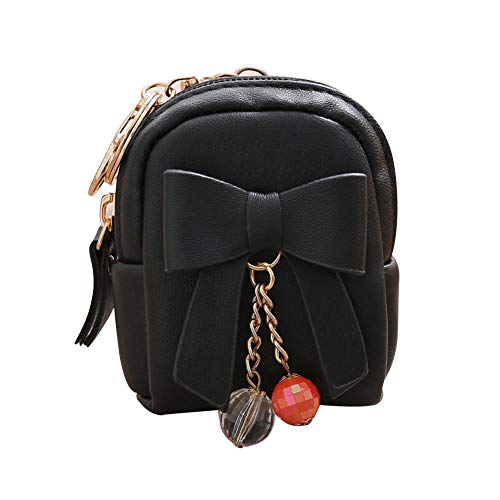 Geldbörse Karte Schlüssel Kurze Tasche Bogen Frauen Reißverschluss Halter Handtasche Brieftasche Brieftasche Große Schlüsselanhänger Armband Brieftasche, Schwarz , Einheitsgröße von Zylione