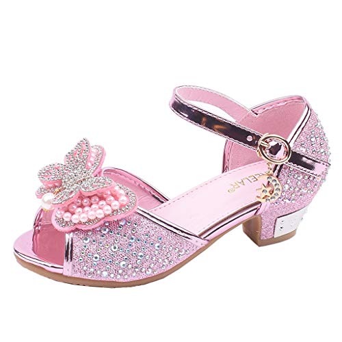 Zylione 721-5 Kinder MäDchen Bogen Perle Strass Tanzschuhe Prinzessin Einzelne Coole Schuhe von Zylione