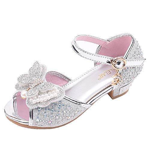 Zylione 721-5 Kinder MäDchen Bogen Perle Strass Tanzschuhe Prinzessin Einzelne Coole Schuhe von Zylione