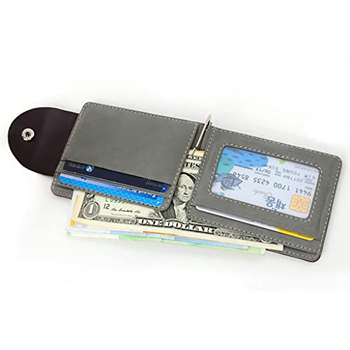 Zylione Brieftaschen Ultradünne Geldbörse Halter ID Slim Karte Leder Clip Kredit-Brieftasche Brieftasche an Kette für Männer, grau, Einheitsgröße von Zylione