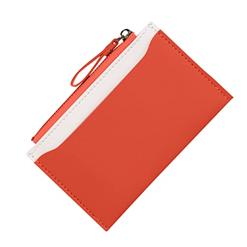 Zylione Damen Colorblock Reißverschluss Geldbörse Multi Card Slot Brieftasche Leder Geldbörse Brieftasche Fall für A20 Frau Brieftasche, Orange, Einheitsgröße von Zylione