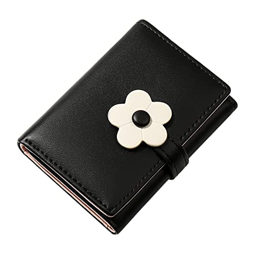 Zylione Damen Einfache und niedliche Blumen-Studenten-Brieftasche, kurz, dreifach gefaltet, Damen-Geldbörse, Budget-Umschlag, Brieftaschen für Frauen, Schwarz , Einheitsgröße von Zylione