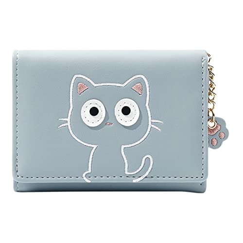 Zylione Damen Kleine drei Bifold Leder Geldbörsen Damen mit Kartenfächern ID Fenster Geldbörse Tasche Elastische Telefon Brieftasche, blau, Einheitsgröße von Zylione