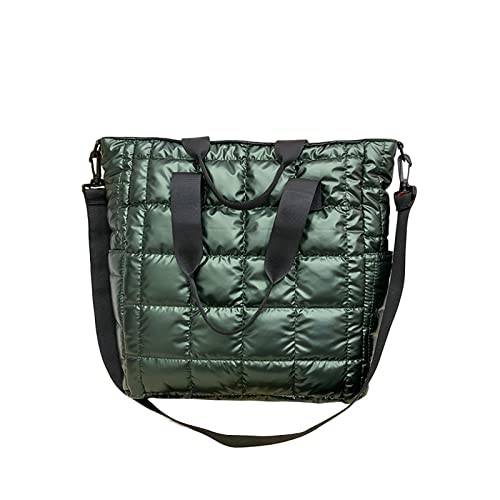 Zylione Damen Taschen Einfarbig Plaid Gesteppte Tasche Große Kapazität Reißverschluss Umhängetasche Mittagessen Tasche mit Schultergurt, grün, Einheitsgröße von Zylione