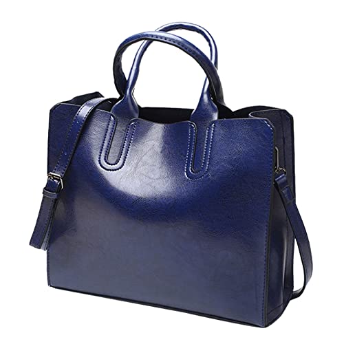 Zylione Damen Umhängetasche Mode Einfarbig Vintage Reißverschluss Große Kapazität Schulter Handtasche über die Schulter Taschen für Frauen, blau, Einheitsgröße von Zylione