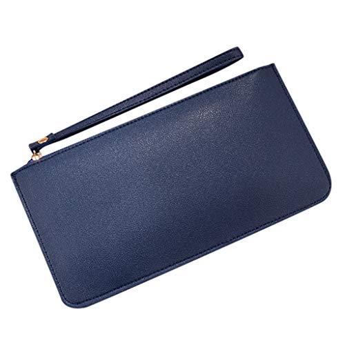 Zylione Frauen Lange Mode Kontrast Farbe Große Kapazität Geldbörse Kartenhalter Tasche Brieftasche Stick On Brieftasche mit Gurt, navy, Einheitsgröße von Zylione