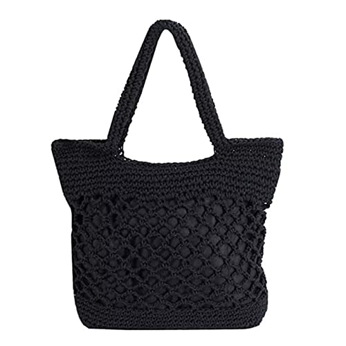 Zylione Frauen Sommer Freizeit Ausgehöhlt Gewebte Gürtel Mit Strand Tasche Innen Tragetasche Frauen Tote Bag, Schwarz , Einheitsgröße von Zylione