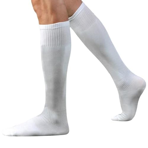 Zylione Fußball High Herren Fußball Baseball Sport Lange Kniestrümpfe Übersocken Socken Größe 45, weiß, One size von Zylione