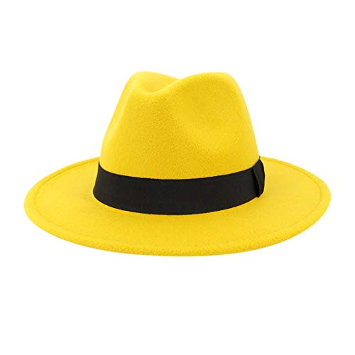 Zylione Herren & Damen Fedora Hut Trilby Hüte Baumwolle Filz Fedora Trilby Hut Groß Kostüm Zubehör für Herren Panama Kappe Knautschbar für Reisen Gr. Einheitsgröße, A-gelb von Zylione