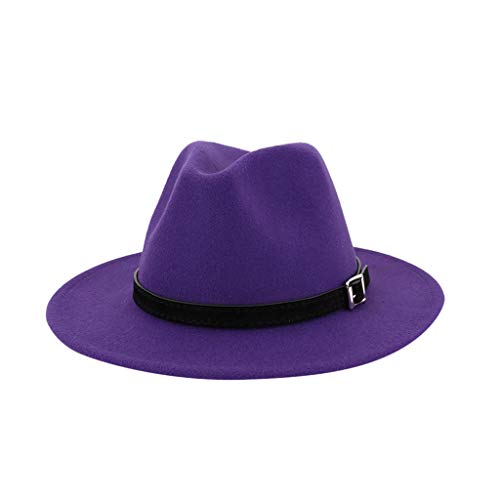 Zylione Herren & Damen Fedora Hut Trilby Hüte Baumwolle Filz Fedora Trilby Hut Groß Kostüm Zubehör für Herren Panama Kappe Knautschbar für Reisen Gr. Einheitsgröße, B-lila von Zylione