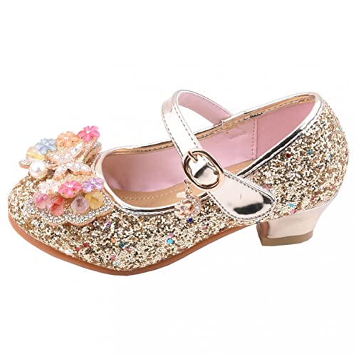 Zylione Mädchen Glitzer Schuhe Kinder Stöckelschuhe Mädchen Pailletten Prinzessin Cosplay Schuhe Hochzeiten Sandalen Elegante Mädchen Schuhe mit Absatz von Zylione