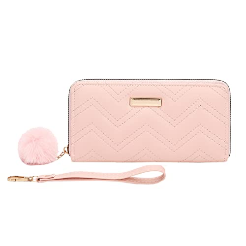 Zylione Mode ID Kurze Brieftasche Hairball Einfarbig Frauen Reißverschluss Geldbörse Mehrere Kartensteckplätze Kupplung Tasche Telefon Tasche Slim Männer Brieftaschen, rose, Einheitsgröße von Zylione