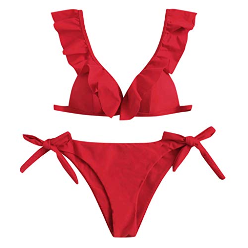 Zylione Retro-Weibchen Bikinis Bademode Bikini Bademode High Damen Swimuit Set Taille Swimwear Tankinis Set (Red, S) von Zylione