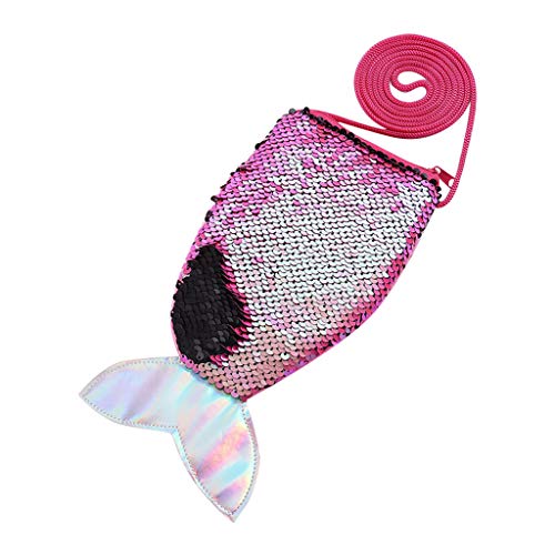 Unisex Pailletten Geldbörsen Handtaschen Reißverschluss Geldbörsen Niedliche Beutel Fischschwanz Paket Kleine Herren Geldbörse Leder, hot pink, Einheitsgröße von Zylione