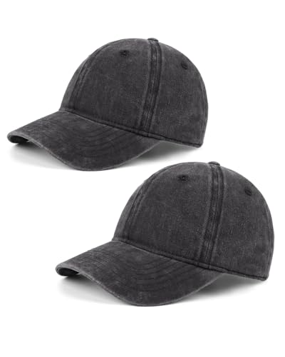 Zylioo 2 Stück XL/XXL Vintage Basecap Kappe Für Großen Kopf Pigment Baseballkappe Washed Cotton Used Look Baseball Cap Waschbare Cappy von Zylioo