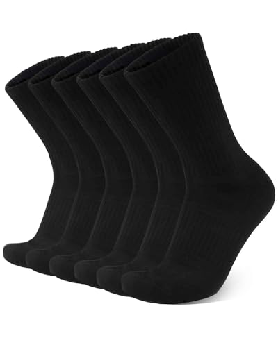 Zylioo 6er Pack Crew Sportsocken Für großen Fuß,Sneaker Socken 38-42,Cushioned Crew Handtuchboden Trainningssocken von Zylioo