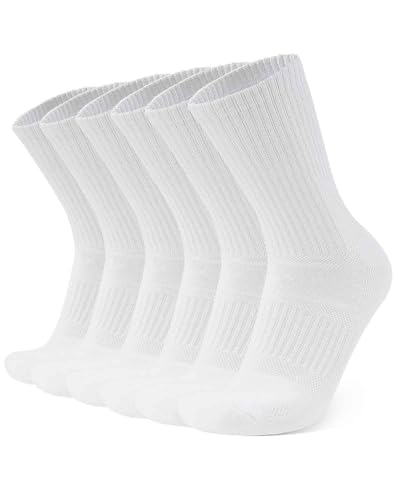 Zylioo 6er Pack Crew Sportsocken Für großen Fuß,Sneaker Socken 43-46,Cushioned Crew Handtuchboden Trainningssocken von Zylioo