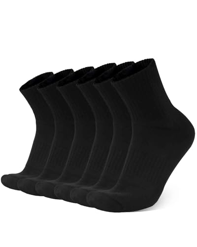 Zylioo 6er Pack Quarter Sportsocken 38-42,Trainningssocken Für großen Fuß,Cushioned Tennissocken von Zylioo