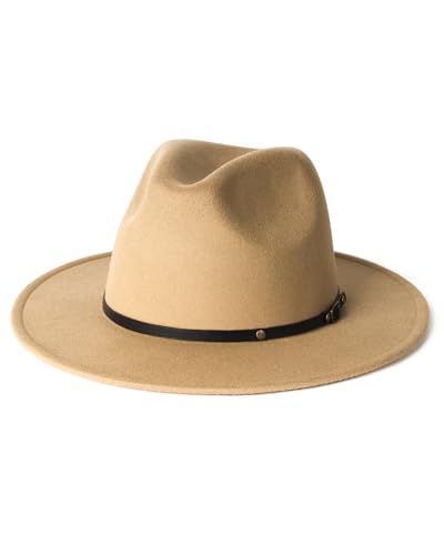 Zylioo Filz-Fedora Hut mit breiter Krempe Größe 60cm, Winter Klassischer Trilby Panama Hut für Größen Köpfe von Zylioo