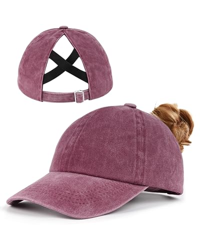 Zylioo Klein Pferdeschwanz Basecap Größe XS-S,Washed Ponytail Kappe Größe 53-56,Criss Cross Golf Cap Kleine Kopf von Zylioo