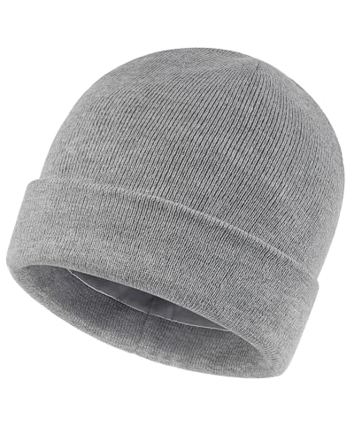 Zylioo Kleine Satin Gefütterte Wintermütze Strickmütze,Satin Lined Beanie Mütze Größe S-M,Winter Warme Skull Watch Cap von Zylioo