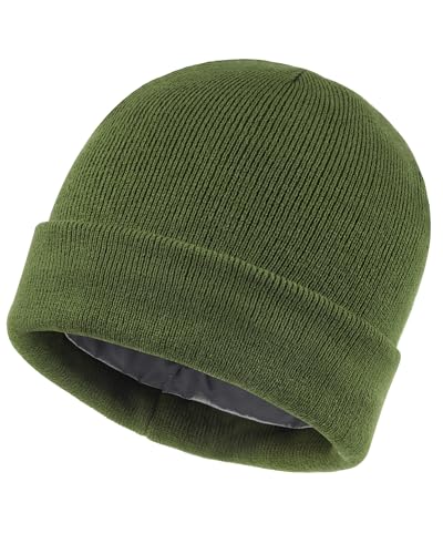 Zylioo Kleine Satin Gefütterte Wintermütze Strickmütze,Satin Lined Beanie Mütze Größe S-M,Winter Warme Skull Watch Cap von Zylioo