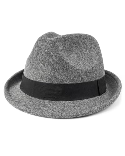 Zylioo Kleiner Filz-Trilby Fedora Hut, Winter Gangster Hut Größe XS-S, Panama Hut Bogarthut Mafia Hut von Zylioo