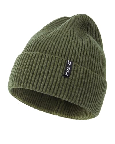 Zylioo L/XL Strickmütze Für Großen Kopf, Wintermütze Beanie Mütze Mit Schirm, Übergroße Winter Warme Knit Cuffed Watch Cap von Zylioo