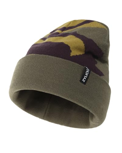 Zylioo L/XL Strickmütze Für Großen Kopf, Wintermütze Beanie Mütze Mit Schirm, Übergroße Winter Warme Knit Cuffed Watch Cap von Zylioo