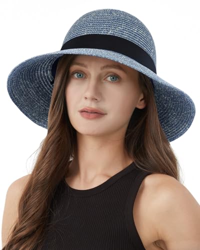 Zylioo L Strohhut Sonnenhut Damen für Großen Kopf, Stroh Strandmütze mit Breiter Krempe,UV Schutz Sommerhut Zylioo L Strohhut Sonnenhut Damen für Großen Kopf, Stroh Strandmütze mit Breiter Krempe,UV Schutz Sommerhut von Zylioo