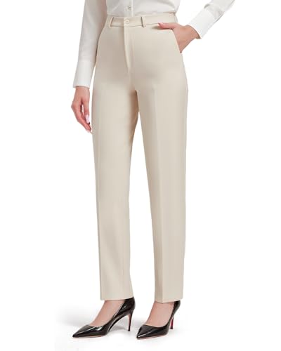 Zylioo Lang Bein Anzughose Damen, Tall Palazzo Hose Elegant Stoffhose Weite Bein Sommerhose mit Taschen High Waist von Zylioo