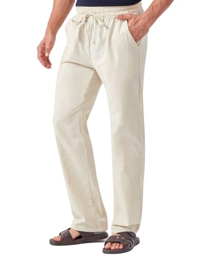 Zylioo Lang Bein Leinenhose Herren,Extra Lang Sommer Leinen Hose Casual Stoffhose Freizeithose von Zylioo