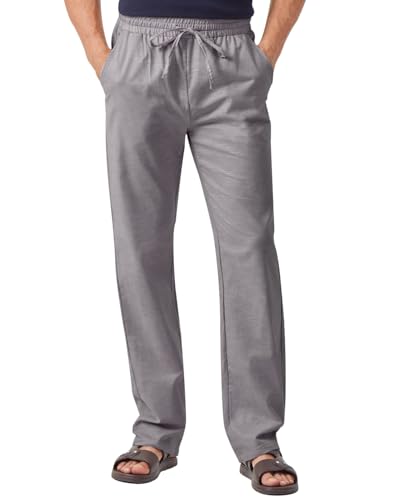 Zylioo Lang Bein Leinenhose Herren,Extra Lang Sommer Leinen Hose Casual Stoffhose Freizeithose von Zylioo
