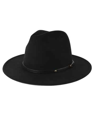 Zylioo Panama Hut für Herren Filz Größe S-M, Fedora Hut mit breiter Krempe Größe 57, Winter Klassischer Jazz Cap von Zylioo