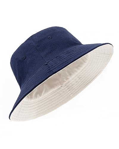 Zylioo Reversibel Fischerhut Anglerhut Doppelseitig Bucket Hat Beidseitig 100% Baumwolle Sonnenhut Sommerhut Damen Eimerhut von Zylioo